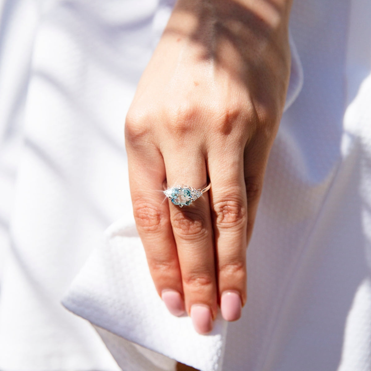 Angelita 2.92ct Bright Blue Aquamarine & Diamond Contemporary 18ct Gold Ring* GTG Rings Imperial Jewellery 