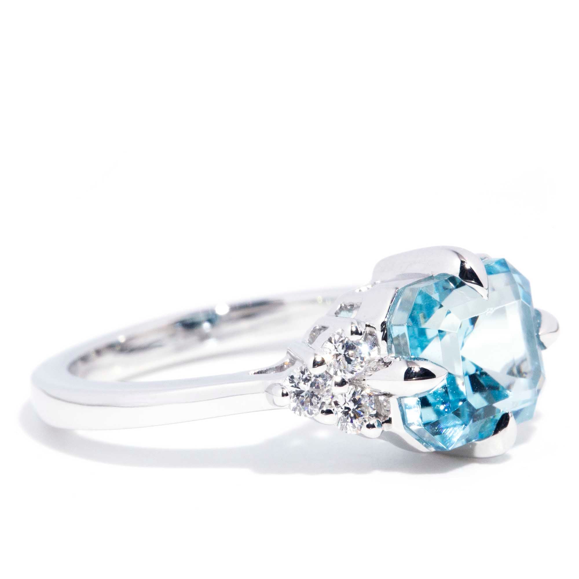 Angelita 2.92ct Bright Blue Aquamarine & Diamond Contemporary 18ct Gold Ring* GTG Rings Imperial Jewellery 