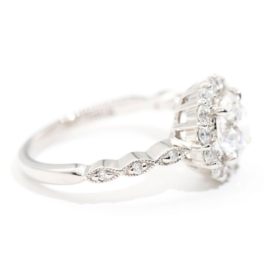 Atlas 1.83 Carat Diamond Platinum Halo Engagement Ring Rings Imperial Jewellery - Auctions, Antique, Vintage & Estate