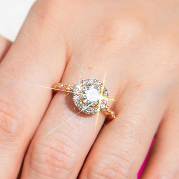 Atlas GIA Certified 1.01ct Diamond Halo Ring Rings Imperial Jewellery 