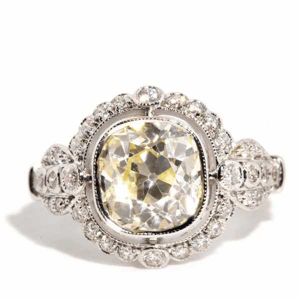 Audrey 3.20 Carat Old Mine Cut Diamond Ring 18 Carat Gold Rings Imperial Jewellery 