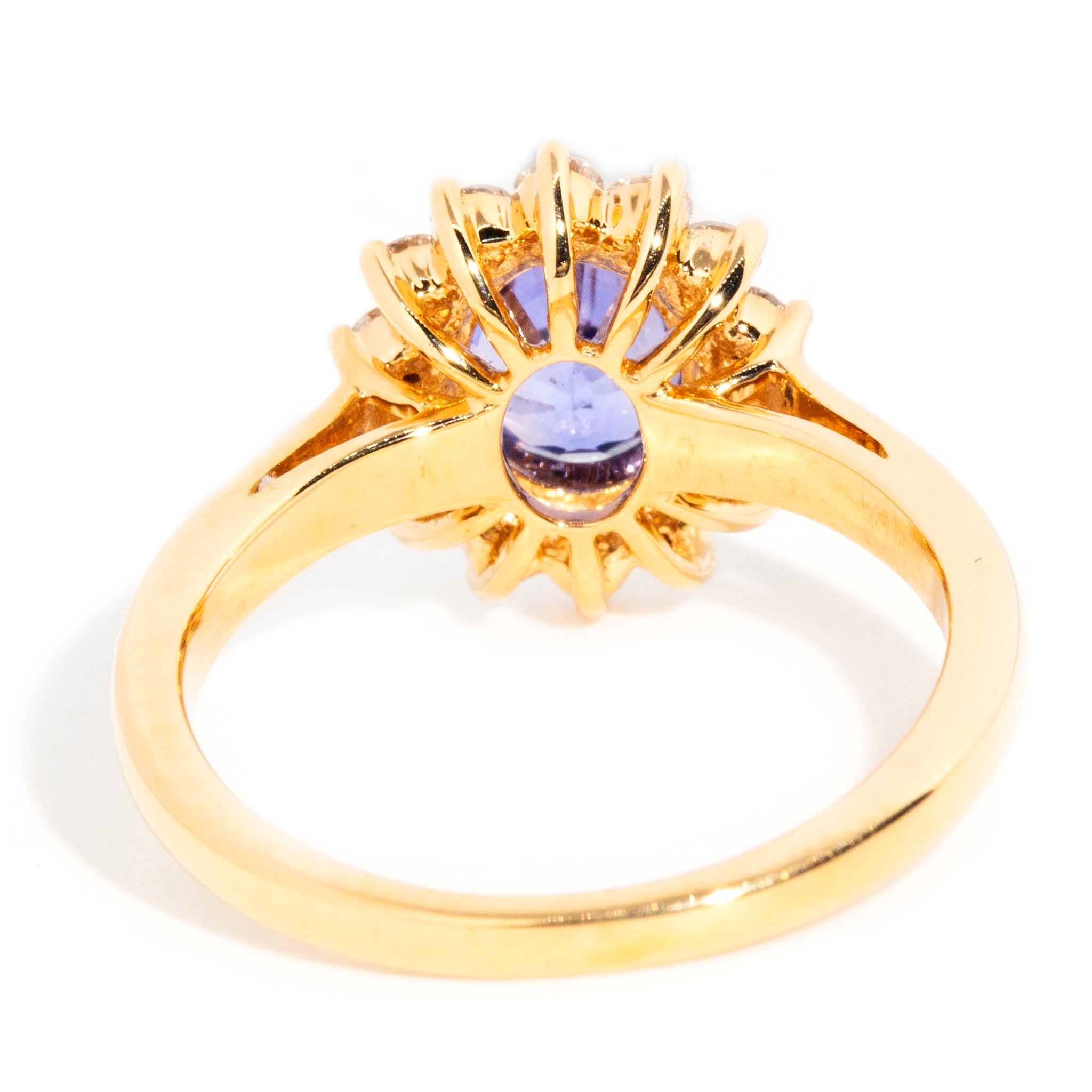 Azure Petite 18ct Gold Ceylon Sapphire & Diamond Halo Ring Rings Imperial Jewellery 