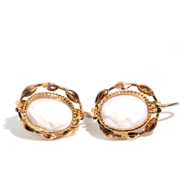 Beatrice Shell Cameo Screw Back Earrings Earrings Imperial Jewellery 