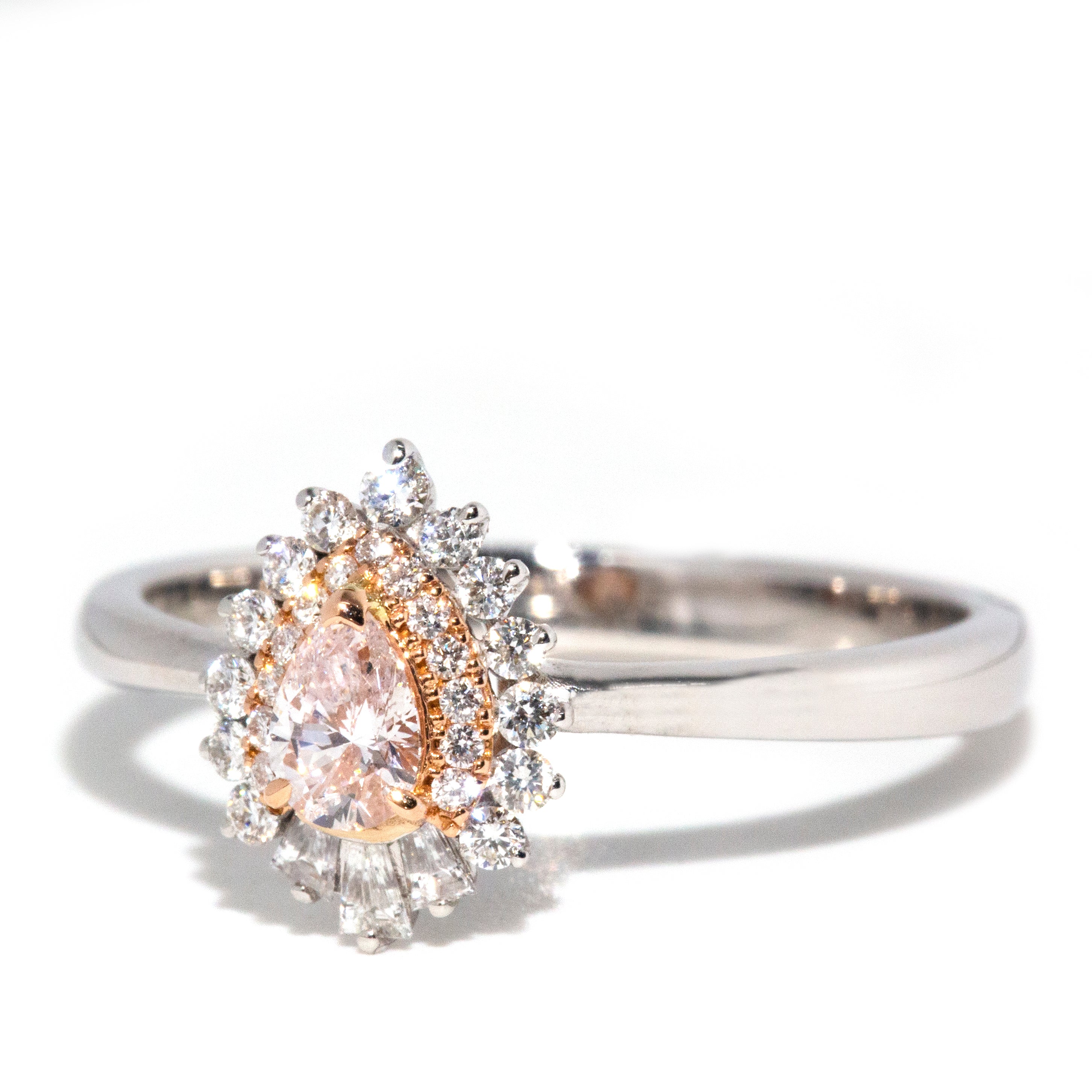 Camilla Pear Cut Pink Diamond 18ct Gold Cluster Ring Rings Imperial Jewellery