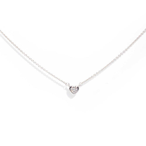 Capri Heart Cut Diamond Solitaire Necklet 18K White Gold