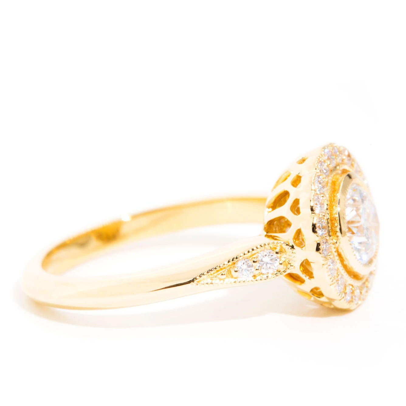 Elin Certified 0.73ct Diamond Contemporary Halo Ring*Gemmo Rings Imperial Jewellery