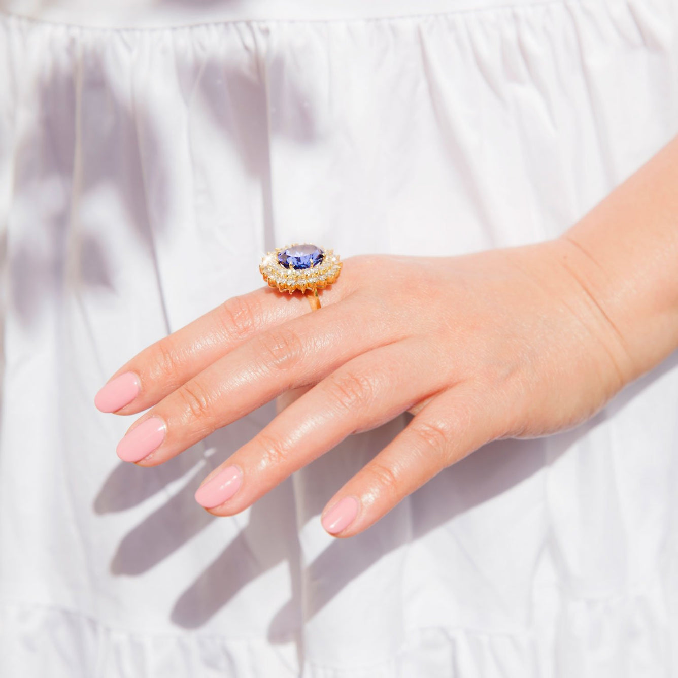 Gemma 18 Carat Diamond & Tanzanite Halo Ring Rings Imperial Jewellery