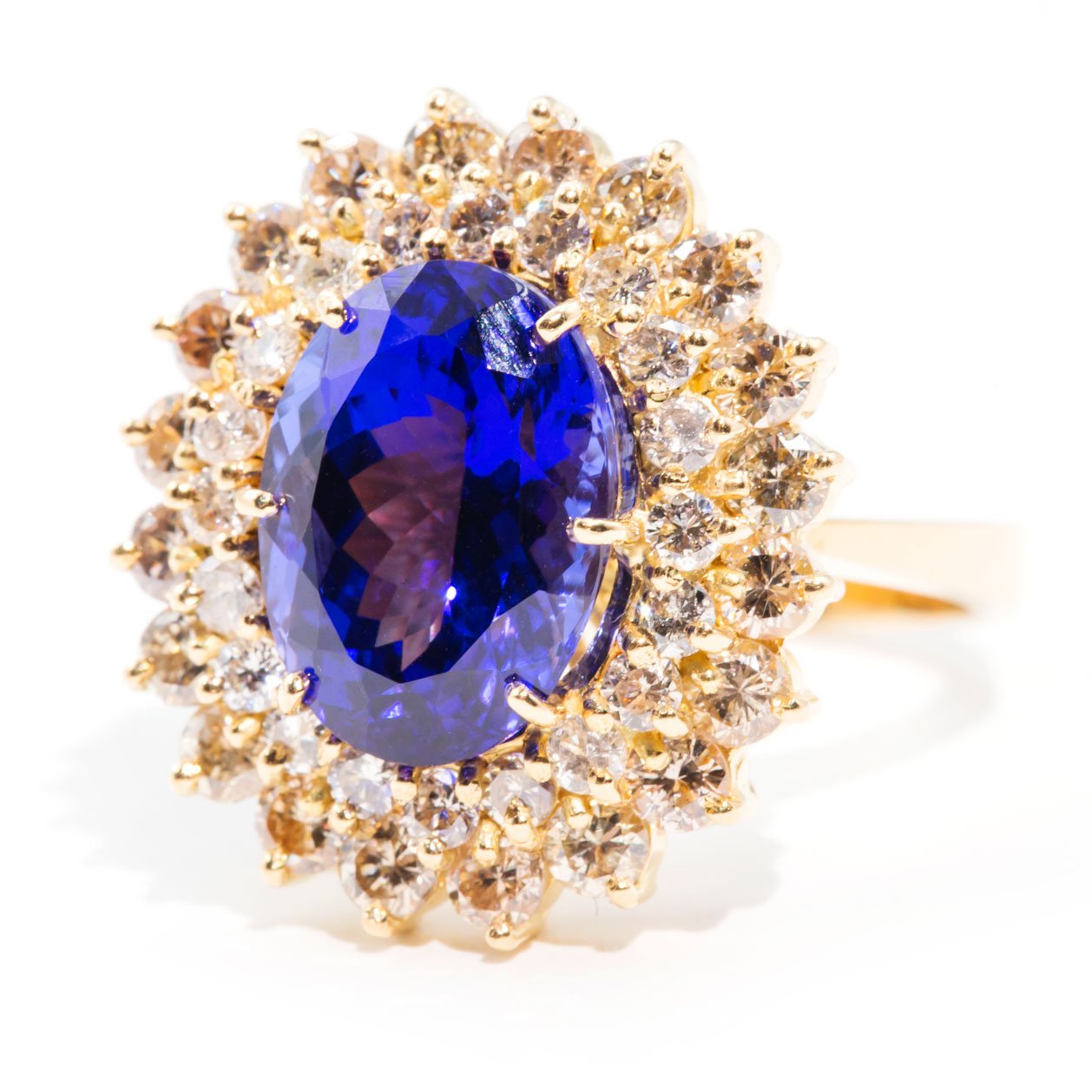 Gemma 18 Carat Diamond & Tanzanite Halo Ring Rings Imperial Jewellery
