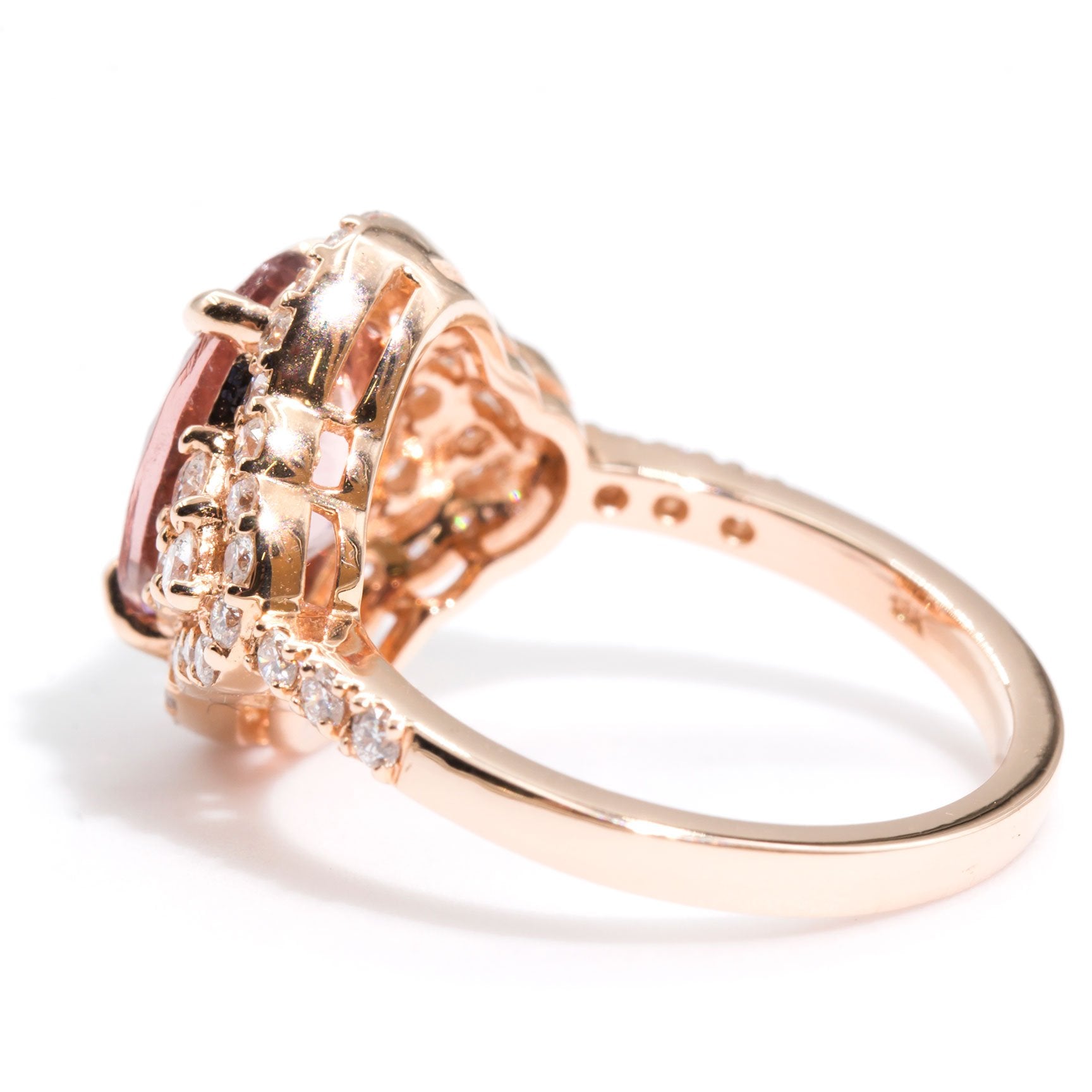Hailey Morganite & Diamond Halo Ring Imperial Jewellery - Auctions, Antique, Vintage & Estate 