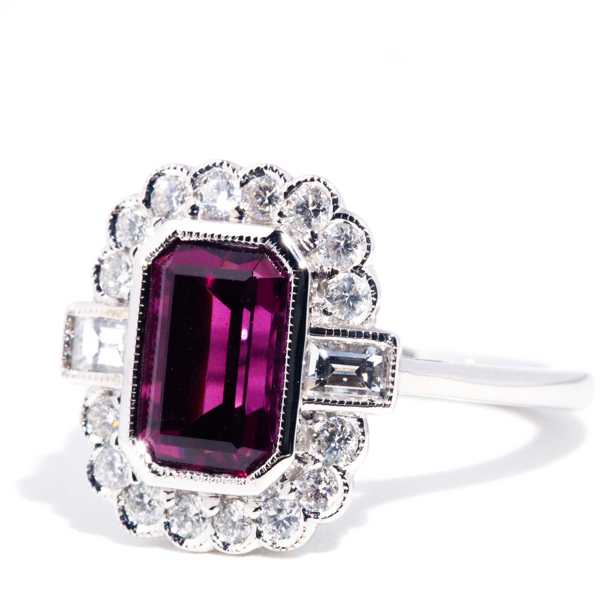 Hazel 2.77ct Fuchsia Tourmaline & Diamond Scalloped Halo Ring* GTG Rings Imperial Jewellery 