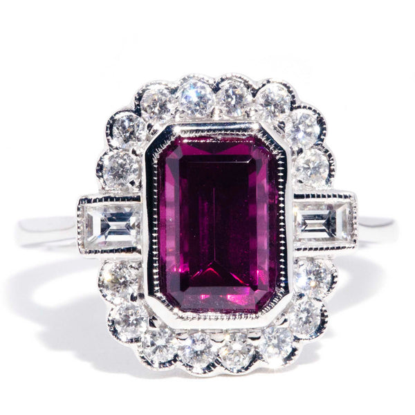 Hazel 2.77ct Fuchsia Tourmaline & Diamond Scalloped Halo Ring* GTG Rings Imperial Jewellery Imperial Jewellery - Hamilton 