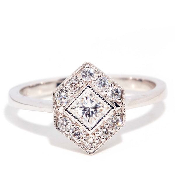 Jada Contemporary 18ct White Gold Princess Diamond Hexagonal Halo Ring* OB Gemmo $ Rings Imperial Jewellery Imperial Jewellery - Hamilton 