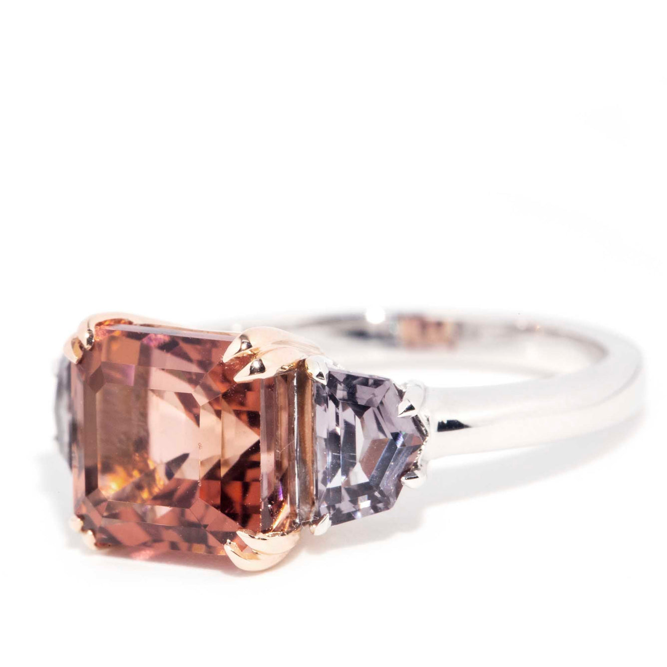 Jimena 18ct Gold Bright Peach Tourmaline & Cadillac Cut Spinel Ring* OB Rings Imperial Jewellery 