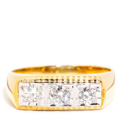 Juniper 1960s Diamond Flat Top Dress Ring 14K Two Tone Gold