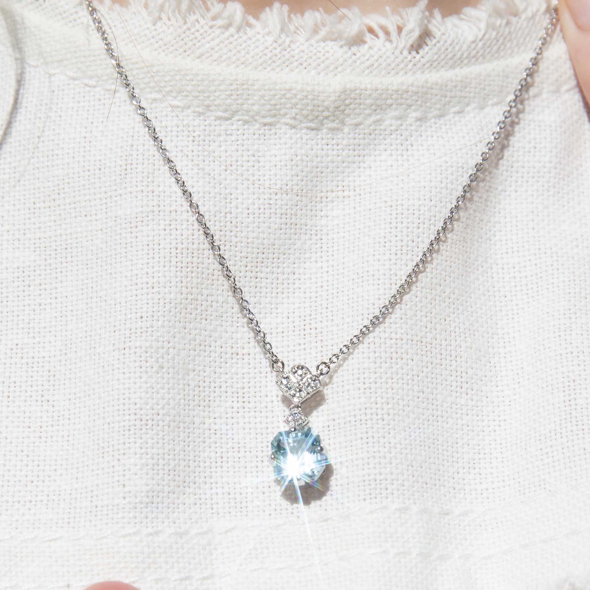 Kailani 2.32 Carat Aquamarine & Diamond Platinum Necklace Rings Imperial Jewellery 