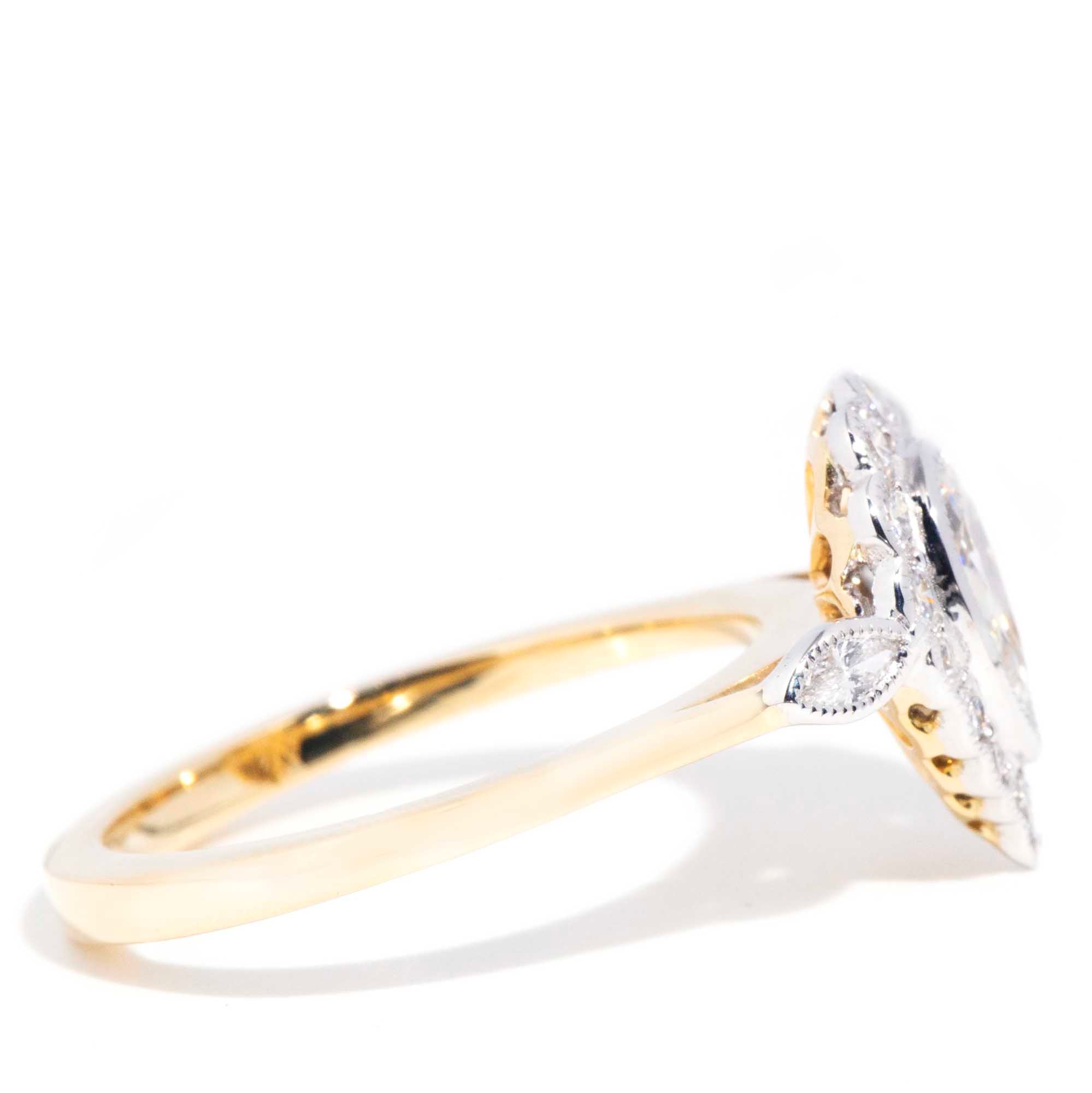 Kayla 0.91ct Pear Cut Diamond 18ct Gold Halo Ring Rings Imperial Jewellery