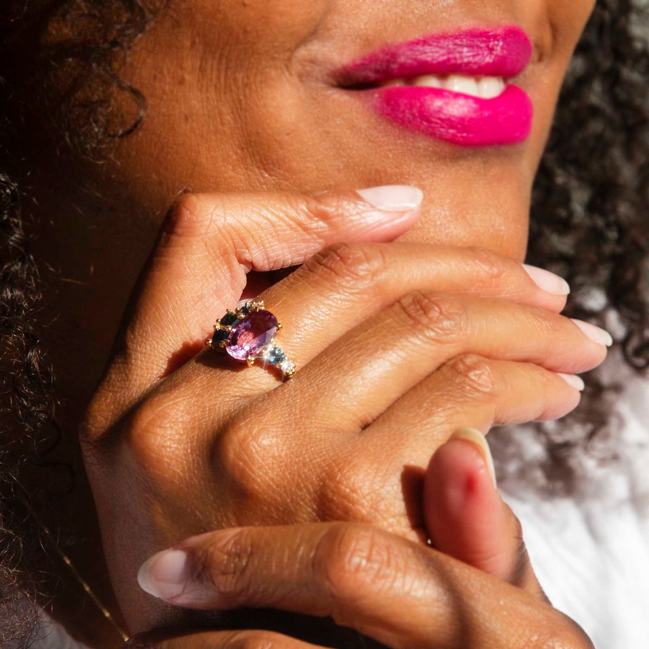 Kiraz Pink Spinel Sapphire & Diamond Ring 18ct Gold Rings Imperial Jewellery 