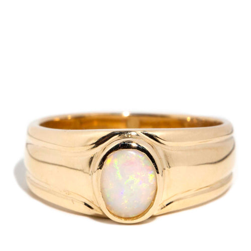 Lioria 1980s Australian Crystal Opal Ring 9K Yellow Gold