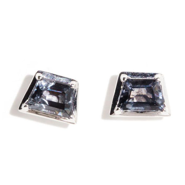 Lucie 9ct Gold Blue Grey Spinel Contemporary Stud Earrings Earrings Imperial Jewellery 