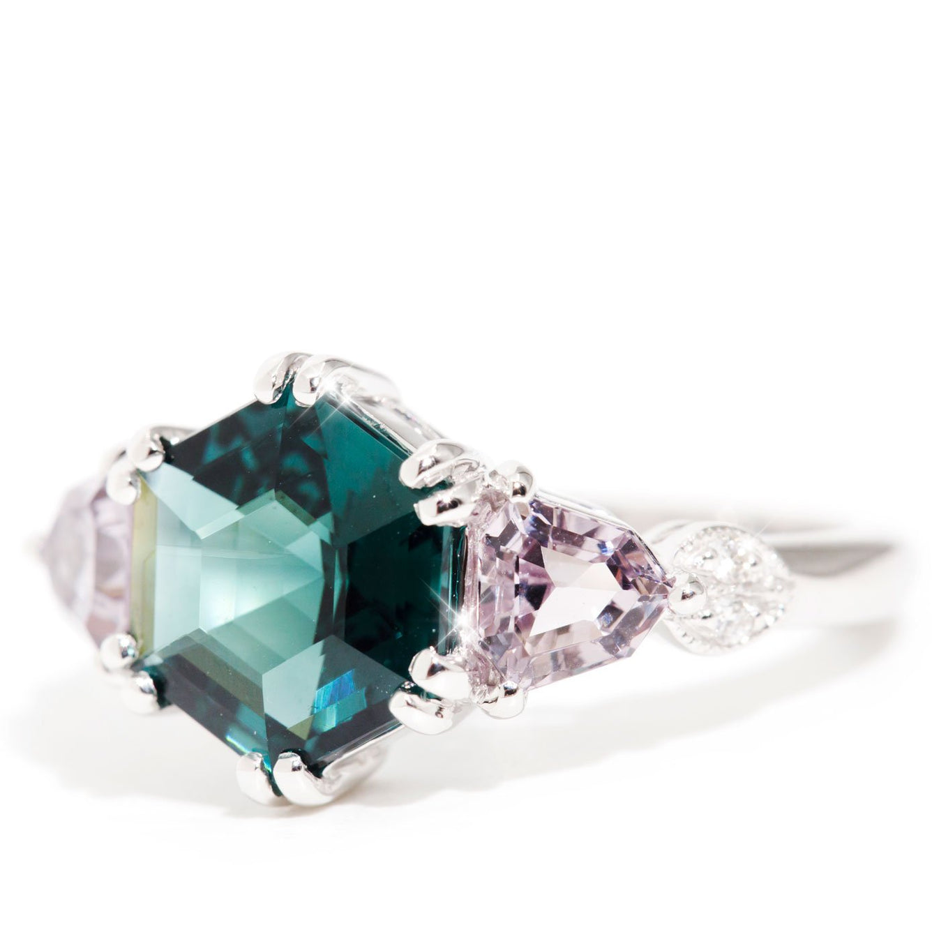 Maeve 2.46 Carat Teal Tourmaline & Spinel & Diamond Ring Rings Imperial Jewellery