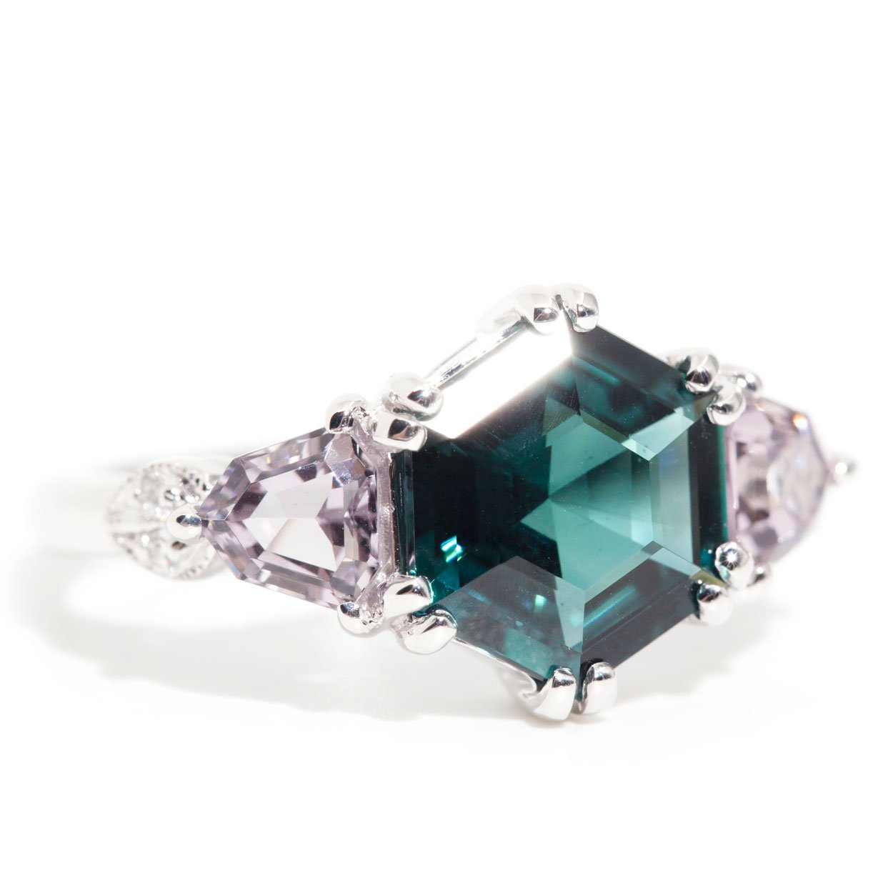 Maeve 2.46 Carat Teal Tourmaline & Spinel & Diamond Ring Rings Imperial Jewellery