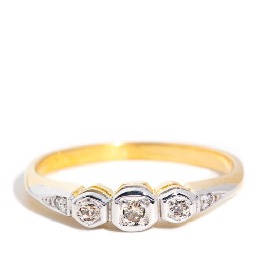 Min 1970s Diamond Trilogy Ring 18K Two Tone Gold