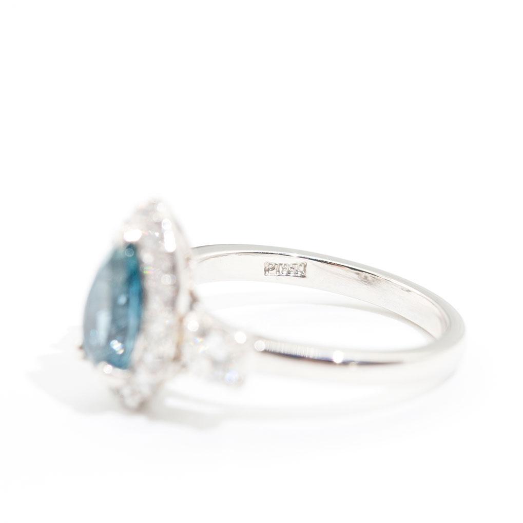 Nadia Santa Maria Aquamarine and Diamond Halo Ring Ring Imperial Jewellery - Auctions, Antique, Vintage & Estate 