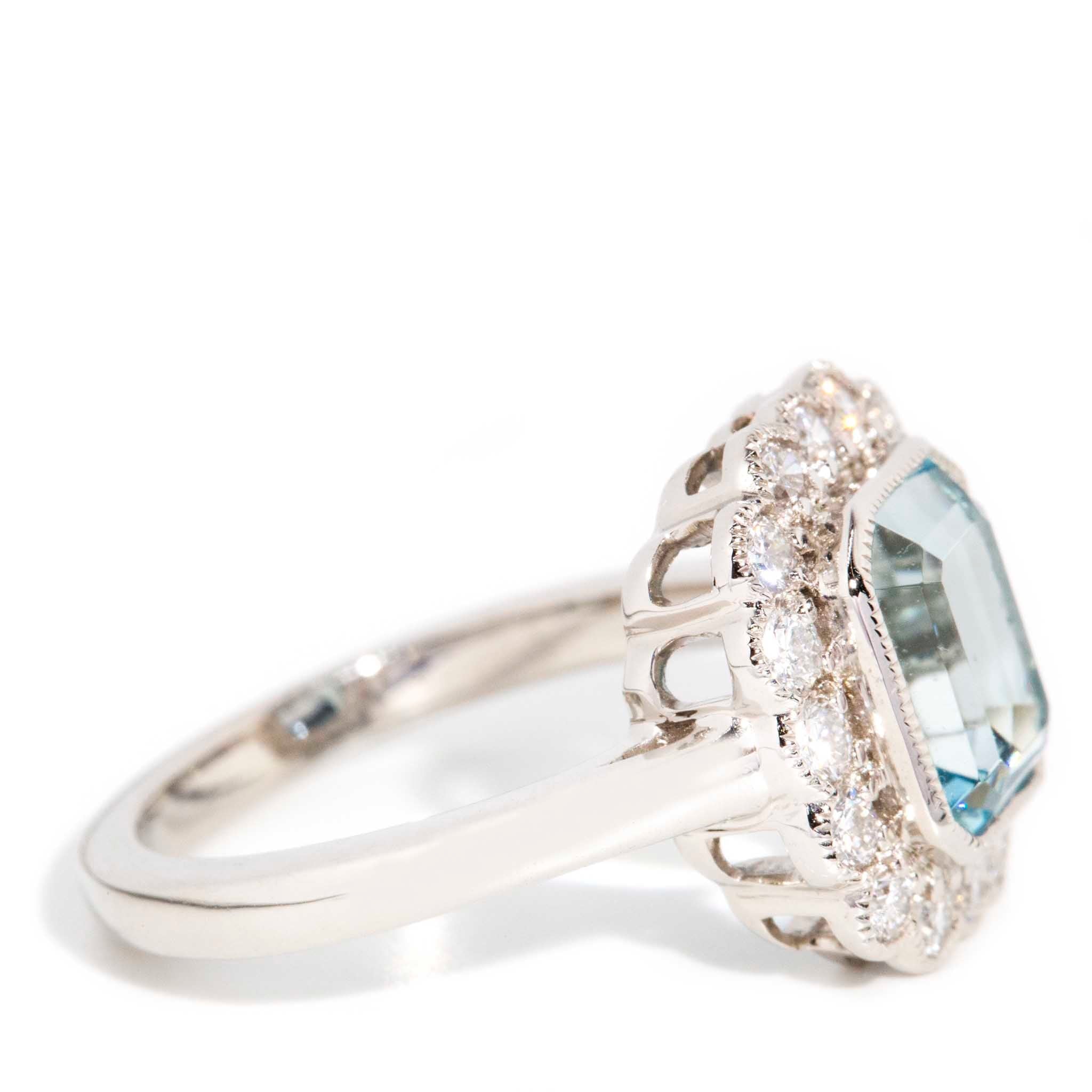 Nilima 2.61 Carat Aquamarine & Diamond Platinum Ring Rings Imperial Jewellery 