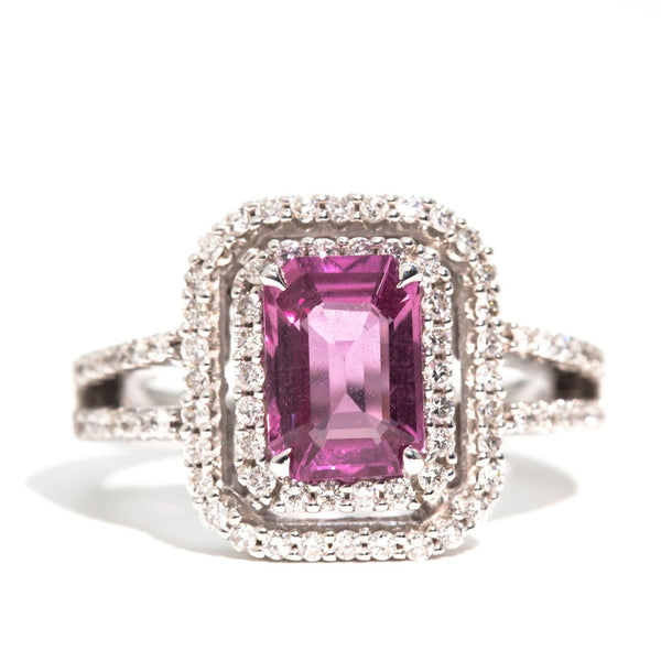 Quintia 2.02ct Sapphire & Diamond Halo Ring Rings Imperial Jewellery 