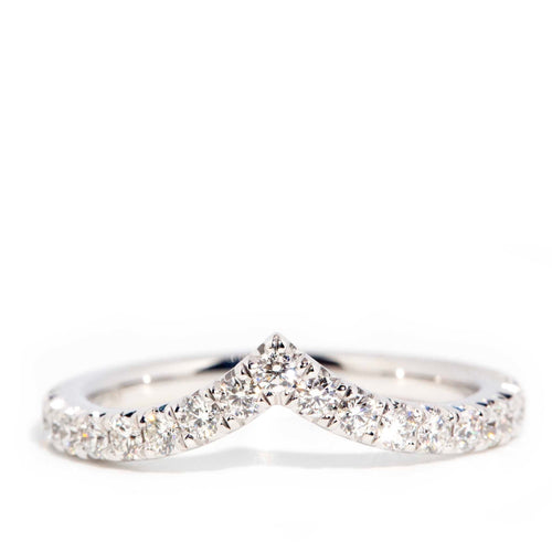 Rhada Diamond Chevron Wishbone Ring 18K White Gold
