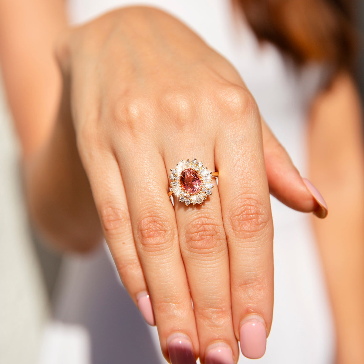 Stella 2.22ct Pink Tourmaline & Diamond 18ct Gold Ring Rings Imperial Jewellery