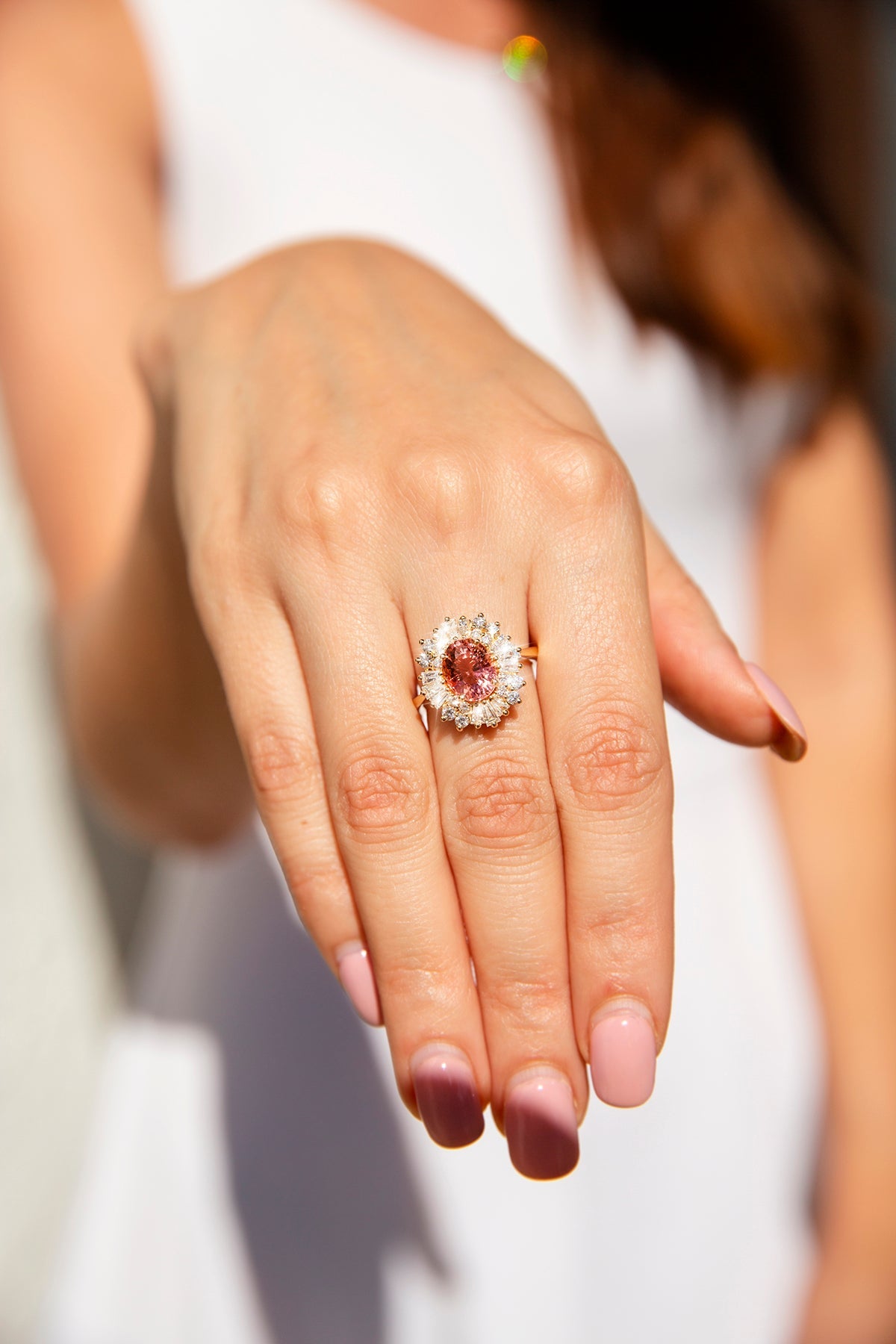 Stella 2.22ct Pink Tourmaline & Diamond 18ct Gold Ring Rings Imperial Jewellery