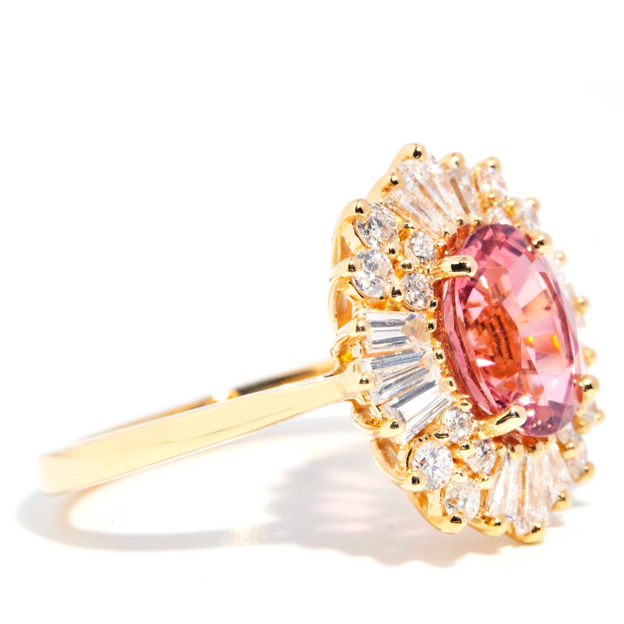 Stella 2.22ct Pink Tourmaline & Diamond 18ct Gold Ring Rings Imperial Jewellery
